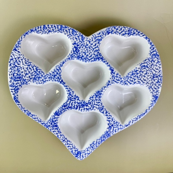 PMC Other - PMC Blue Speckled Heart Baking Tray – 7-Well Ceramic Bakeware
